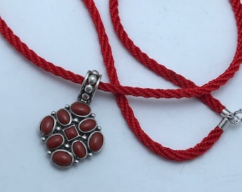 collier argent 925 avec corail rouge algerie kbayle pendentif corail