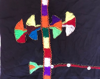 Berber Embroidered Black Shawl: Zagora Amelhef, 2m x 2m