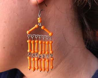 Vintage Tuareg Silver Earrings: Berber Beaded Boho Jewelry