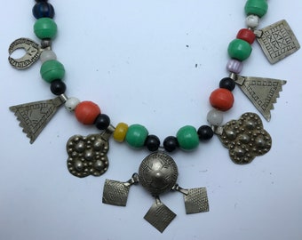 morocco ethnic necklace berber AIT ATTA ,silver and old hamsa