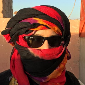 Long Handmade Tuareg Scarf Turban Ethnic mixed color Sahara, berber moroccan scarf
