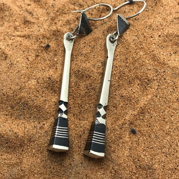 TUAREG BERBER Hand Etched Earrings, Ethnic Boho, Touareg. Bijoux Berber Berbere. Handmade Earrings from the Sahara