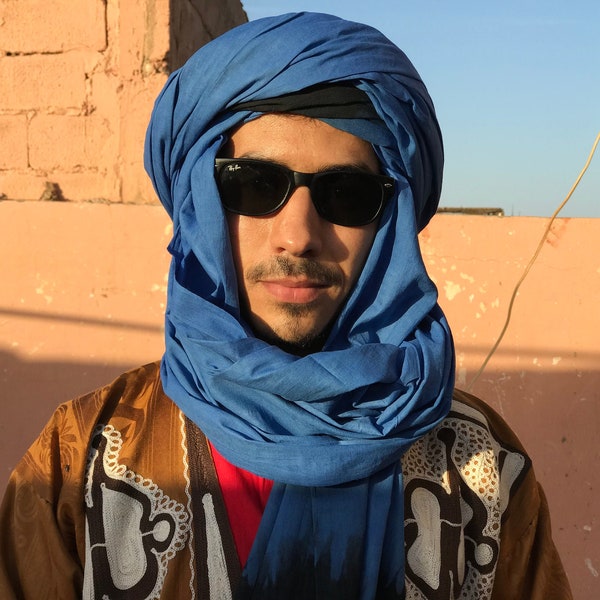 CHÈCHE BLEU TOUAREG , tuareg scarf , tuareg turban,tuareg blue scarf , moroccan tuareg berber scarf