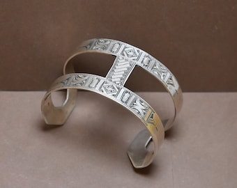 Tuareg Cuff Bracelet , Bangle Bracelet Sterling silver, Engraved Bracelet Niger , Bracelet Touareg