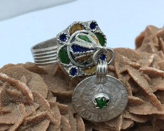 Handmade Moroccan 925 Silver Ring with Enamel