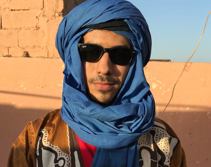 CHÈCHE BLEU TOUAREG , tuareg scarf , tuareg turban,tuareg blue scarf , moroccan tuareg berber scarf