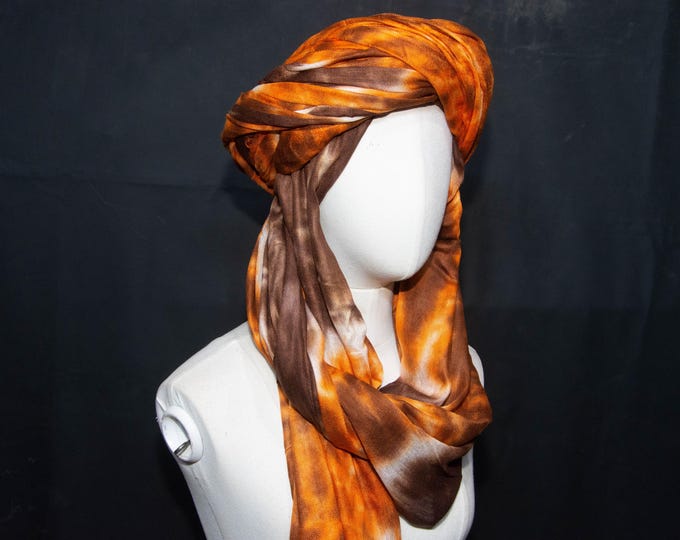 Handmade Tuareg Scarf - Long Cotton Desert Turban - Blue Man of the Sahara Head Wrap