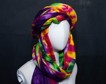Authentic Tuareg Tagelmust - 5-Meter multicolor Scarf - Traditional Saharan Berber Cheche