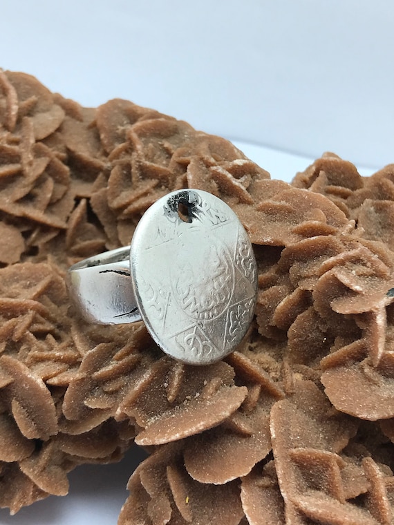 Bague Ancienne Vintage En Argent 925 Et Nacre De Tahiti - Taille 57, Style Bandeau