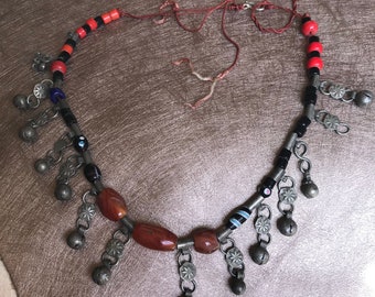 bijoux marocain collier cornaline argent ancienne , collier cornaline , ethnic cornaline ,touareg necklace,sahara collier,bijoux ethniquec