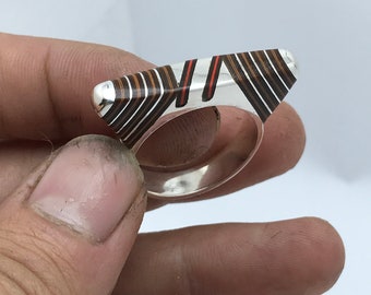 Tuareg Ebony & Silver Ring: Ethnic Two Horn Design
