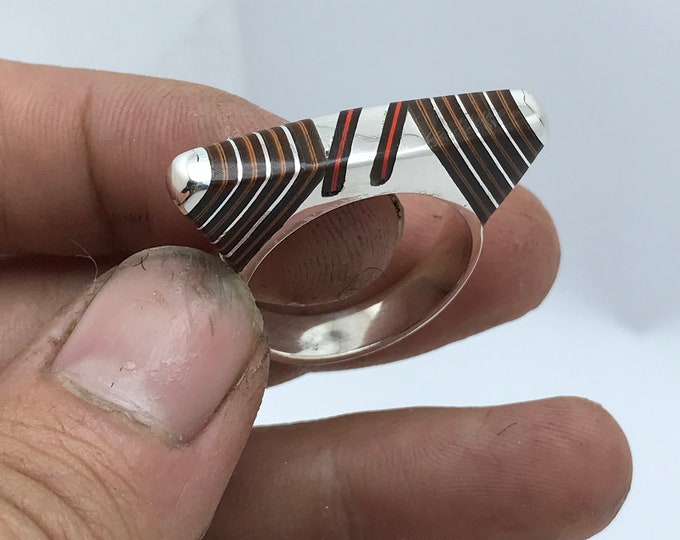Tuareg Corne ebony silver hard ring ,so beautiful tuareg ethnic The TWO HORN TUAREG ring