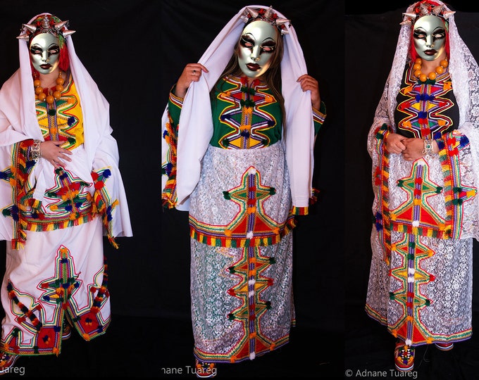 Berber Dress Set , Tamazight Dress Set Complete With Headdress Berber , Halloween dress set , Tiznit Dress, Tafraout Wedding dress berber