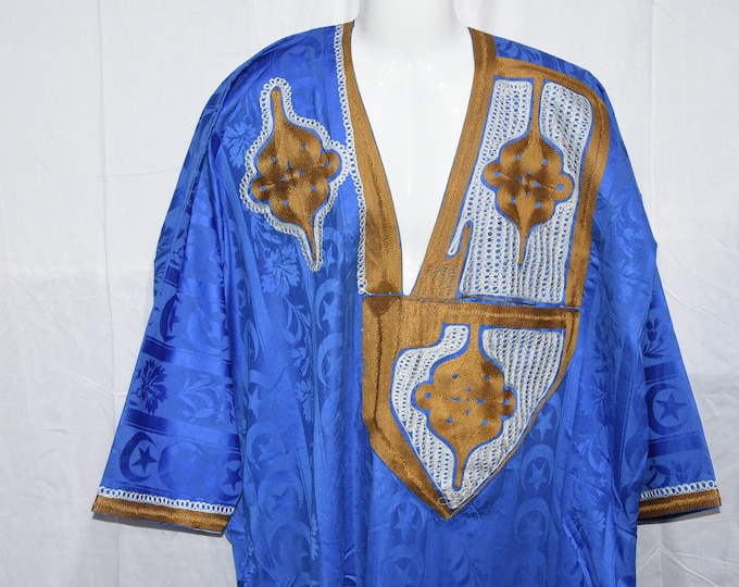 Mauritanian Tuareg Bleu Dress , Traditional Sahara Morocco Clothing