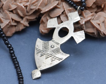 Vintage Tuareg Silver Southern Cross Pendant Necklace