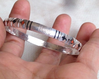 Berber Silver Bangle Bracelet: Moroccan Essaouira Style, Extra Large (2 5/8 inch)