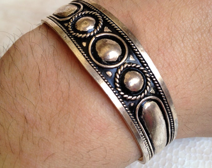 bracelet berbère reglable argent fait a main ,tiznit bracelet,maroc bracelet vintage en argent gravé