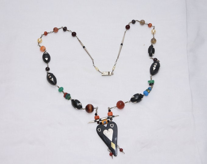 old ethnic necklace mauritania southern necklace with old ebony wood and silver
