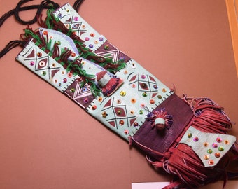 Antique Tuareg Leather Wallet Bag: Ethnic African Design