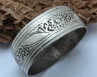 Bijoux berbère , ancien argent bracelet Souss Massa taille extra large bracelet en argent, 6.3cm de diamètre