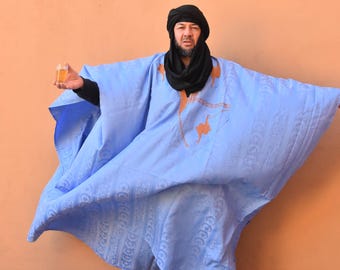 Mauritanian Tuareg Bleu Dress , Traditional Sahara Morocco Clothing