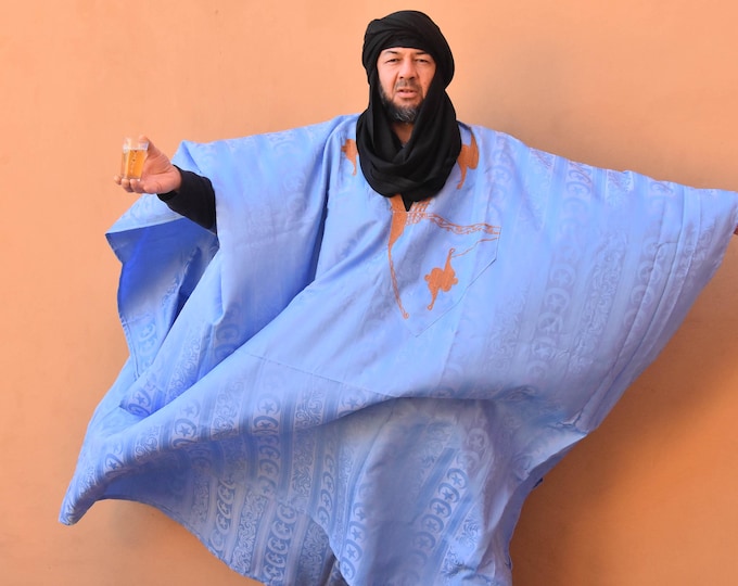 Mauritanian Tuareg Bleu Dress , Traditional Sahara Morocco Clothing