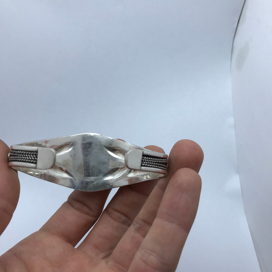 Bracelet Manchette En Argent 925 - Style Jonc Vintage - Neuf Avec étiquettes - Marque D-E