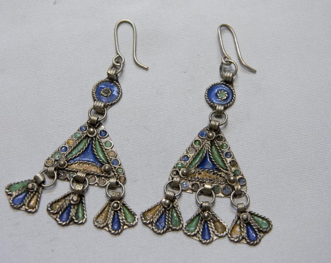 berber earrings antique 1940s ,ethnic tribal earrings