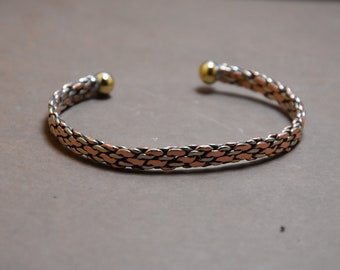 Handmade Solid Copper Cuff Bracelet: Adjustable Berber Design