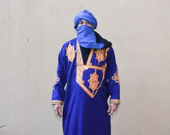 Bleu Indigo Dress Clothing , Sahara Moroccan Clothing , Tuareg Clothing Bleu DARAA