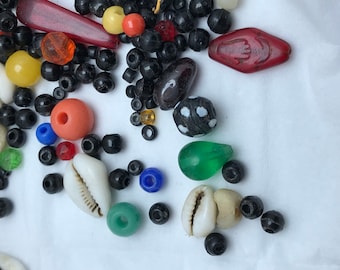 Vintage African Beads Lot: Ethnic Necklace Supplies (60 grams)