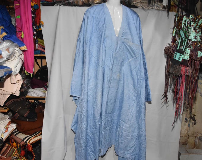 Old Tuareg Dress ,vintage sahraoui djellaba , Sahara Moroccan Clothing , Tuareg  Bleu DARAA 1960s
