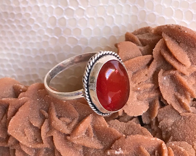 bague argent berbère fait a main , bague argent avec onyx rouge