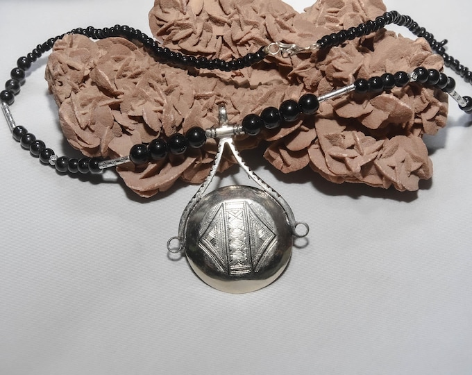 Tuareg  Pendant Necklace, Tuareg Ethnic Amulet - Silver Tuareg Necklace
