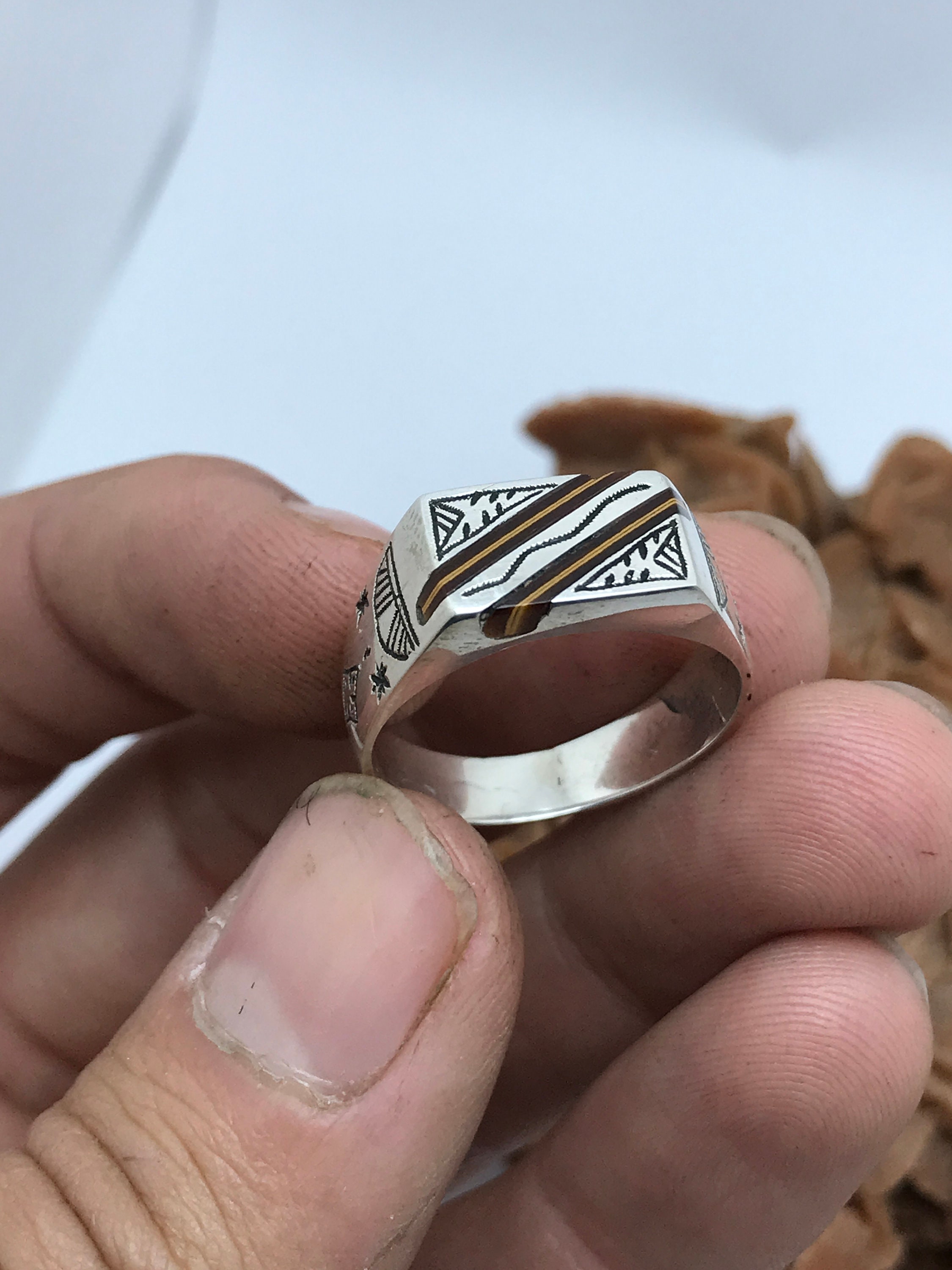 Tuareg ring handmade silver ebony tuareg ring so beautiful Etsy