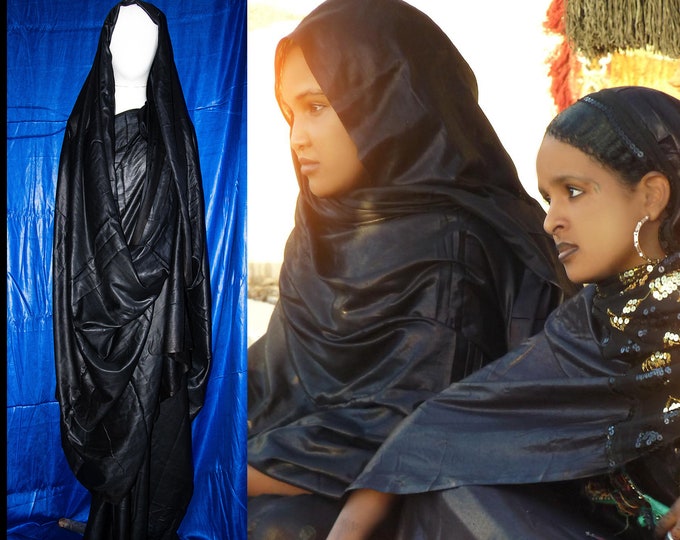 Tuareg woman dress melhfa , tuareg echarpe , tuareg black melhfa , tuareg dress