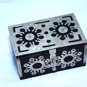 Tuareg Jewelry Box: Mauritanian Silver & Ebony Inlay, African Tribal Decor