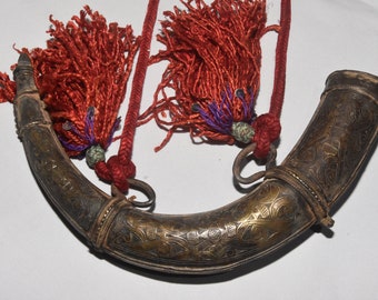 Vintage Moroccan Gunpowder Flask - rare , old moroccan powder horn