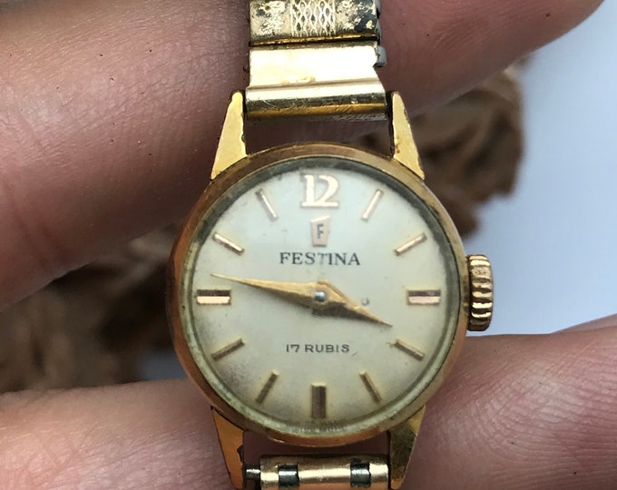 VINTAGE FESTINA gold plated ladies  watch swiss MADE 17J