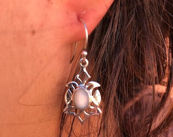 Moonstone Berber Earrings: 925 Silver Boho Wedding Earrings