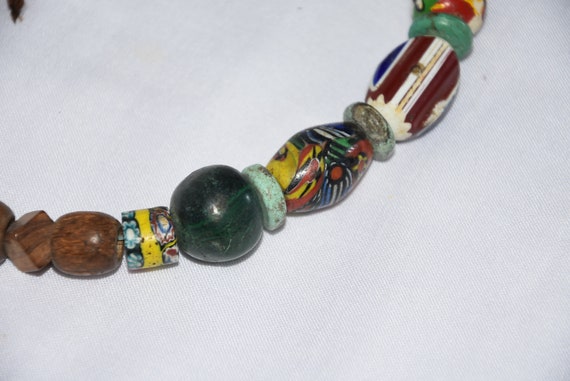 Collier Ancien Vintage En Perles De Pâte De Verre - Occasion - Origine France