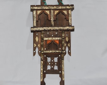 Handmade Tuareg Wood Wall Shelf: Moroccan Desert Art