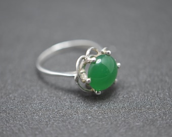 Ring berber morocco silver handmade , filigrane Ring with beuatiful green bead