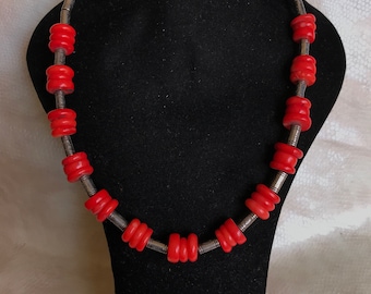 Handmade Coral Necklace: Vintage Moroccan Silver Boho Jewelry