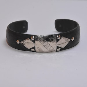 africain mauritanien Bracelet berbère Touareg bracelet silver and ebony , ebony Tuareg cuff