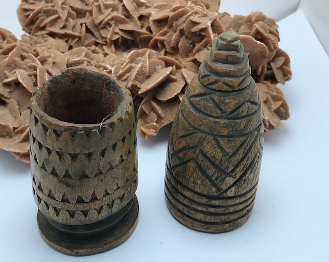 beautiful paire Old Ethnic Kajal Kohl Wood Bottle Berber Morocco empty bottle