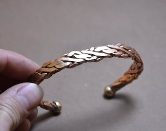 Tuareg Copper Bracelet: African Filigree Cuff, Adjustable