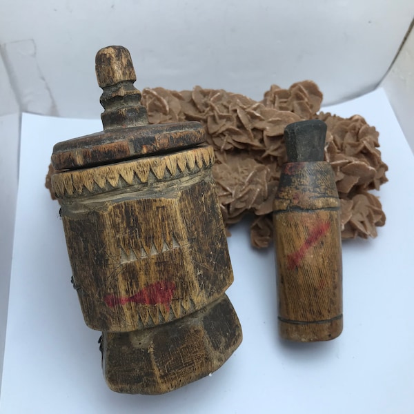 paire Old Ethnic Kajal Kohl Wood Bottle Berber empty bottle