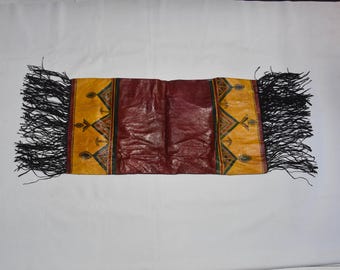 Antique Tuareg Leather Cushion Cover - Hand-Painted "Adafor" Tent Pillow