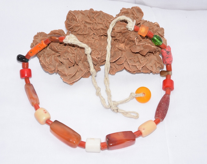 berber necklace ethnic , moroccan necklace berber old beads and cornaline